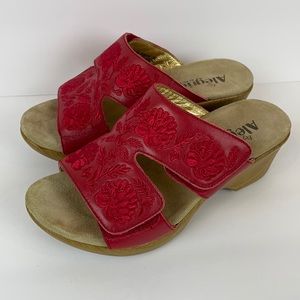 Alegria Red Floral Wooden Clog Sandals LIN-645N